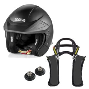 Sparco Flux RJ Black Helmet With Schroth XLT HANS Package