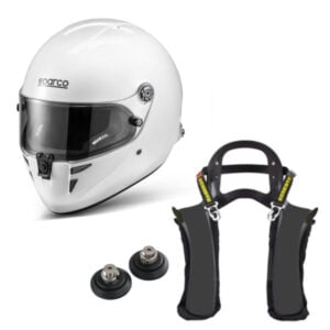 Sparco Stealth RF White Helmet With Schroth XLT HANS Package